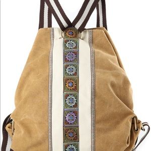 Women’s Vintage•Style Embroidered Hobo Canvas Backpack Purse